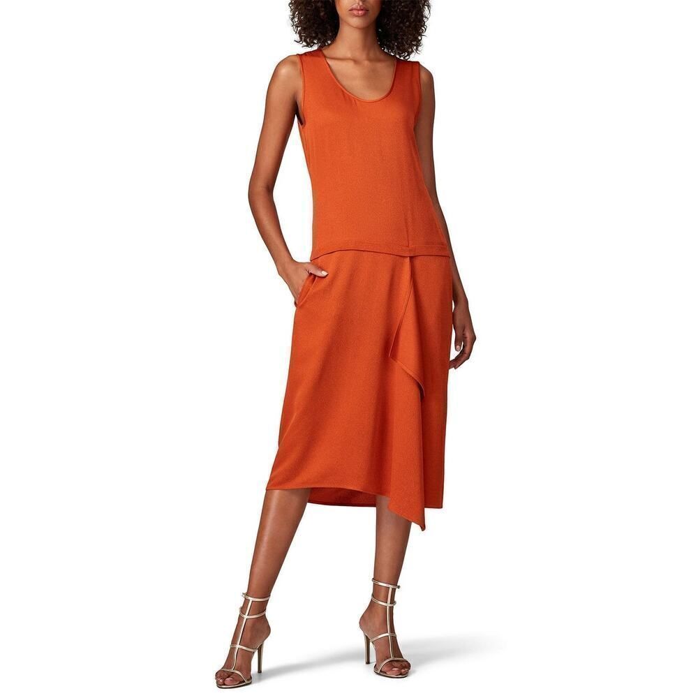 Zero + Maria Cornejo Iro Dress Women's 0 Orange Sleeveless Draped‎ Shift RTR